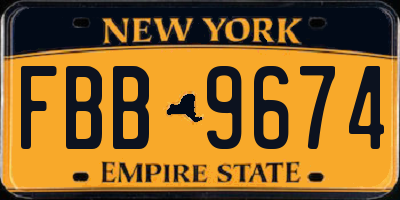 NY license plate FBB9674