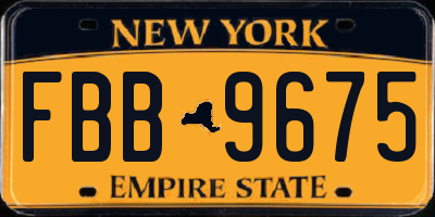 NY license plate FBB9675