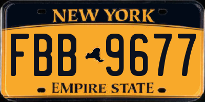 NY license plate FBB9677