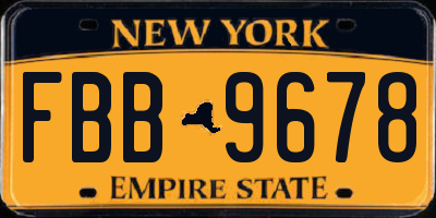 NY license plate FBB9678