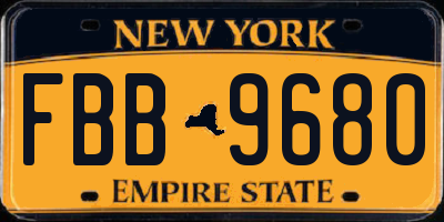 NY license plate FBB9680