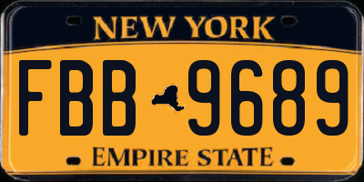 NY license plate FBB9689