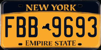 NY license plate FBB9693
