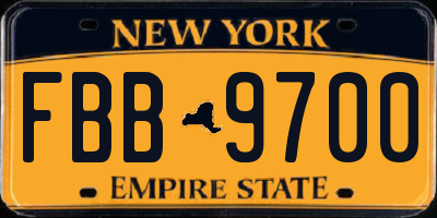 NY license plate FBB9700