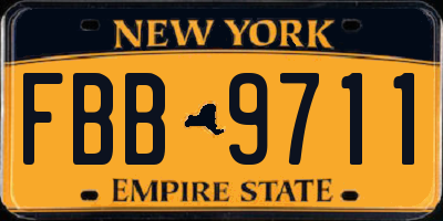 NY license plate FBB9711