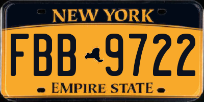 NY license plate FBB9722