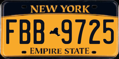 NY license plate FBB9725