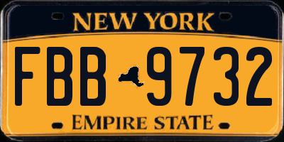 NY license plate FBB9732