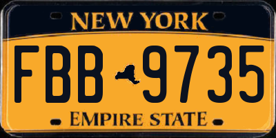 NY license plate FBB9735