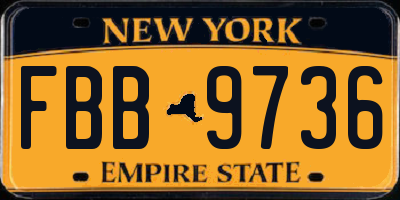 NY license plate FBB9736