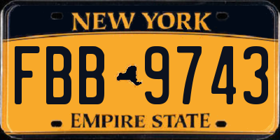 NY license plate FBB9743