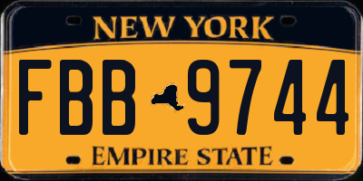 NY license plate FBB9744
