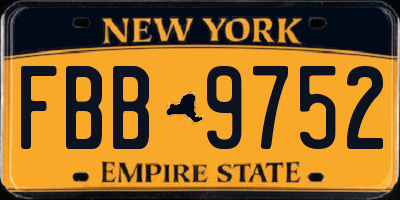 NY license plate FBB9752