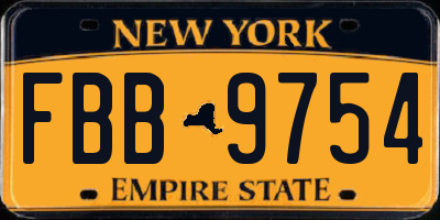 NY license plate FBB9754