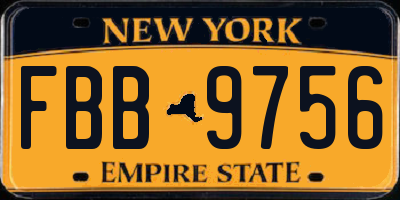 NY license plate FBB9756