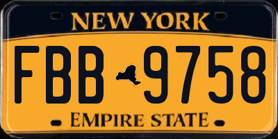 NY license plate FBB9758