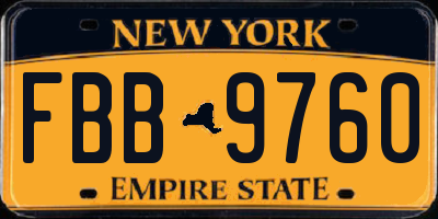 NY license plate FBB9760