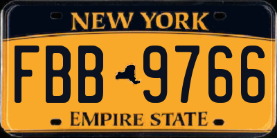 NY license plate FBB9766