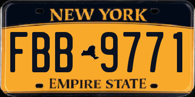 NY license plate FBB9771