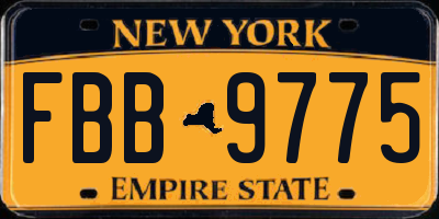 NY license plate FBB9775
