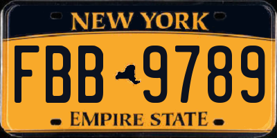 NY license plate FBB9789