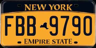 NY license plate FBB9790
