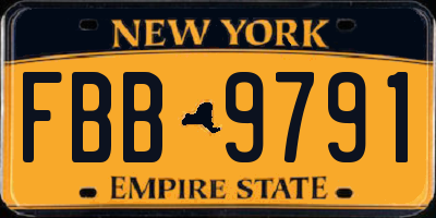 NY license plate FBB9791