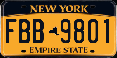 NY license plate FBB9801