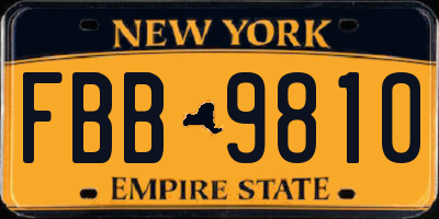 NY license plate FBB9810