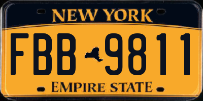 NY license plate FBB9811