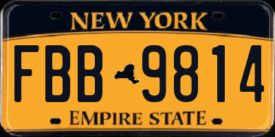 NY license plate FBB9814