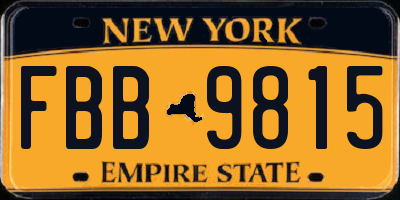 NY license plate FBB9815