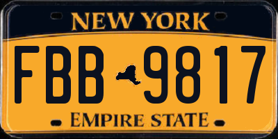 NY license plate FBB9817