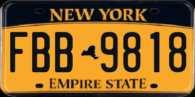 NY license plate FBB9818