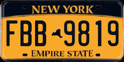 NY license plate FBB9819