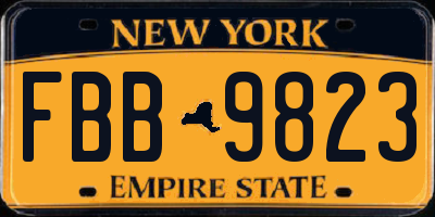 NY license plate FBB9823