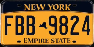 NY license plate FBB9824