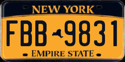 NY license plate FBB9831