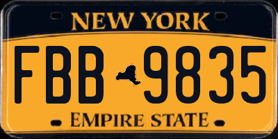 NY license plate FBB9835