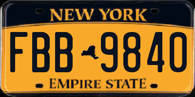 NY license plate FBB9840