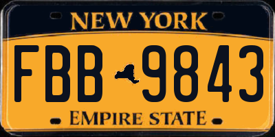 NY license plate FBB9843