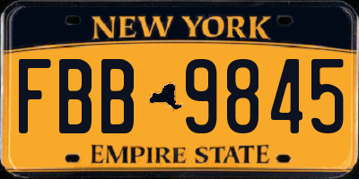 NY license plate FBB9845
