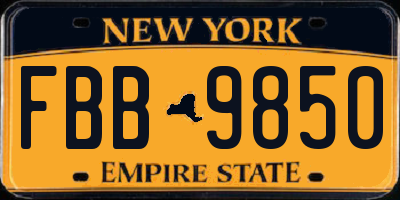 NY license plate FBB9850