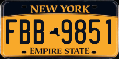 NY license plate FBB9851