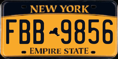 NY license plate FBB9856