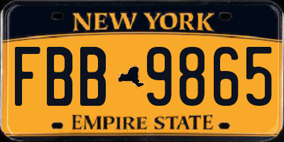 NY license plate FBB9865