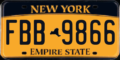 NY license plate FBB9866