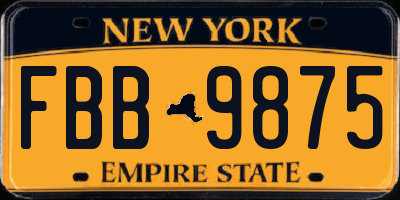 NY license plate FBB9875