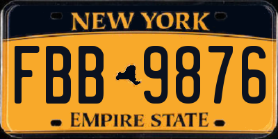 NY license plate FBB9876