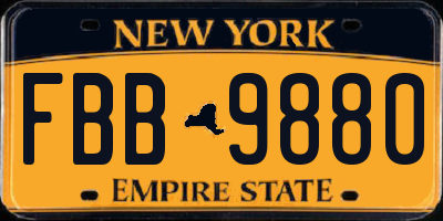 NY license plate FBB9880